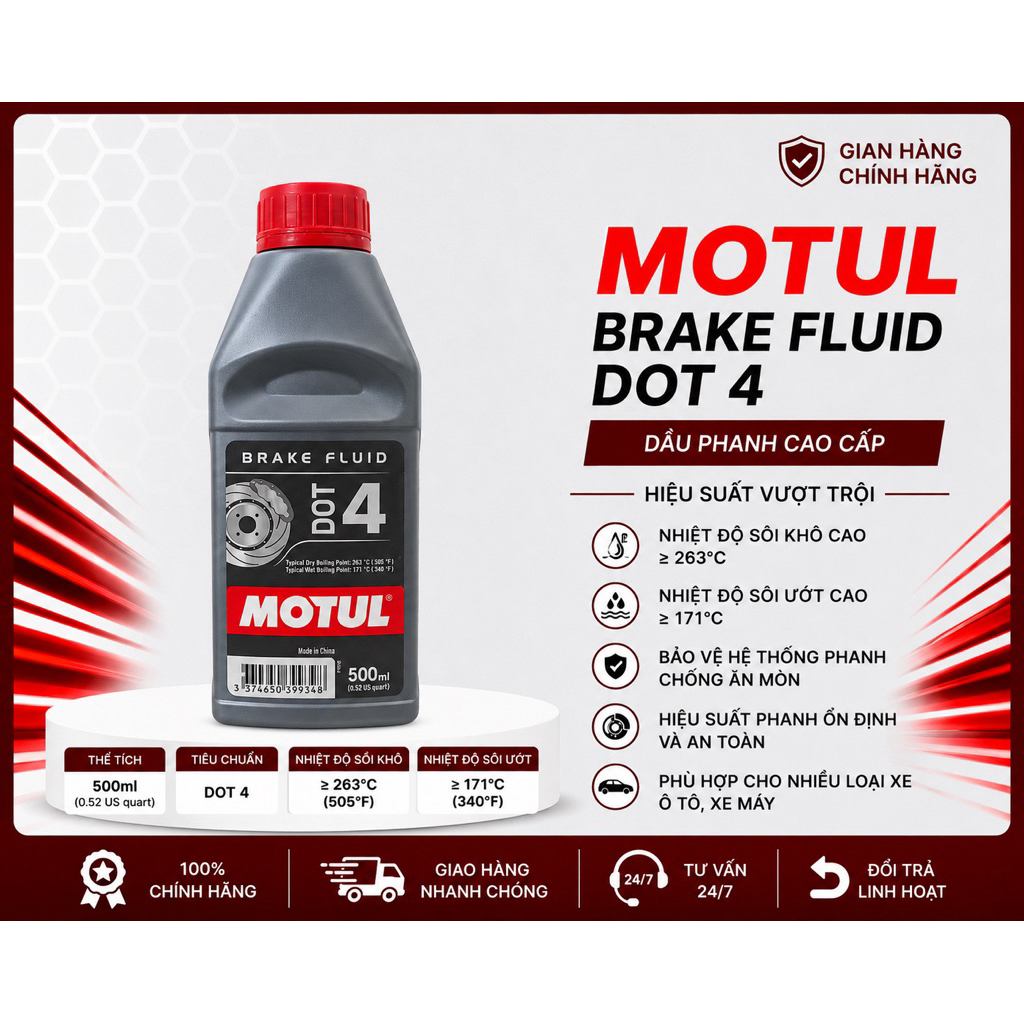 MOTUL STANDARD DOT 4 น้ํามันเบรก/เบรก 0.5 ลิตร