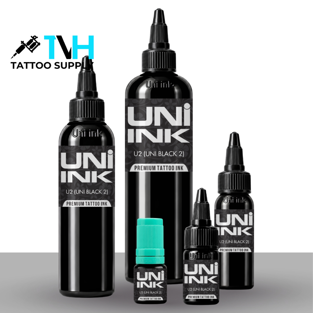 UNI BLACK INK - UNI INK U2 (UNI BLACK 2) - สี Super BLACK พรีเมี่ยม - ใช้สําหรับ Tattoo Art | TVH TA