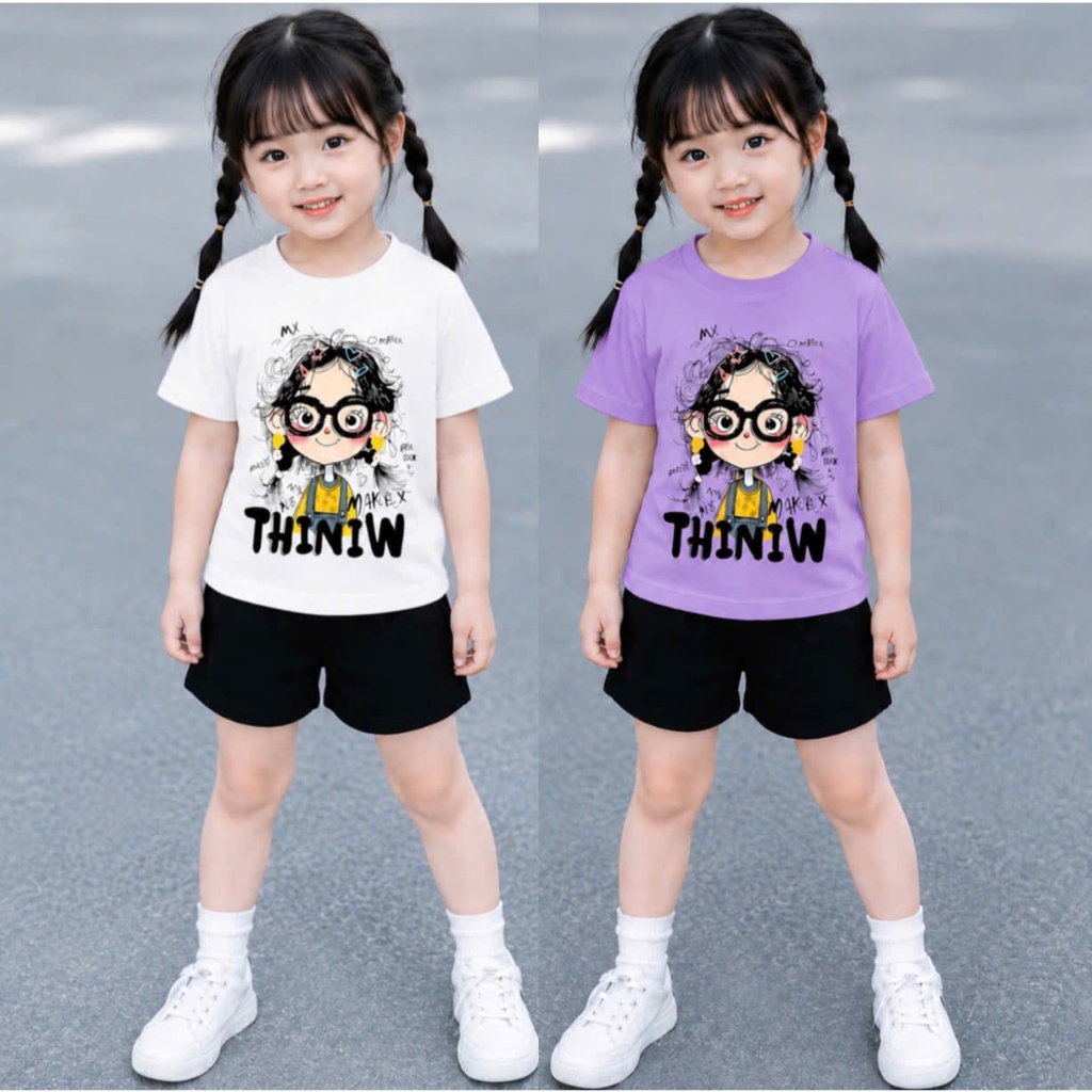 ชุดแขนเสื้อสําหรับเด็กผู้หญิง 10-52kg รุ่น (SIMPLE GLASSES GIRL---