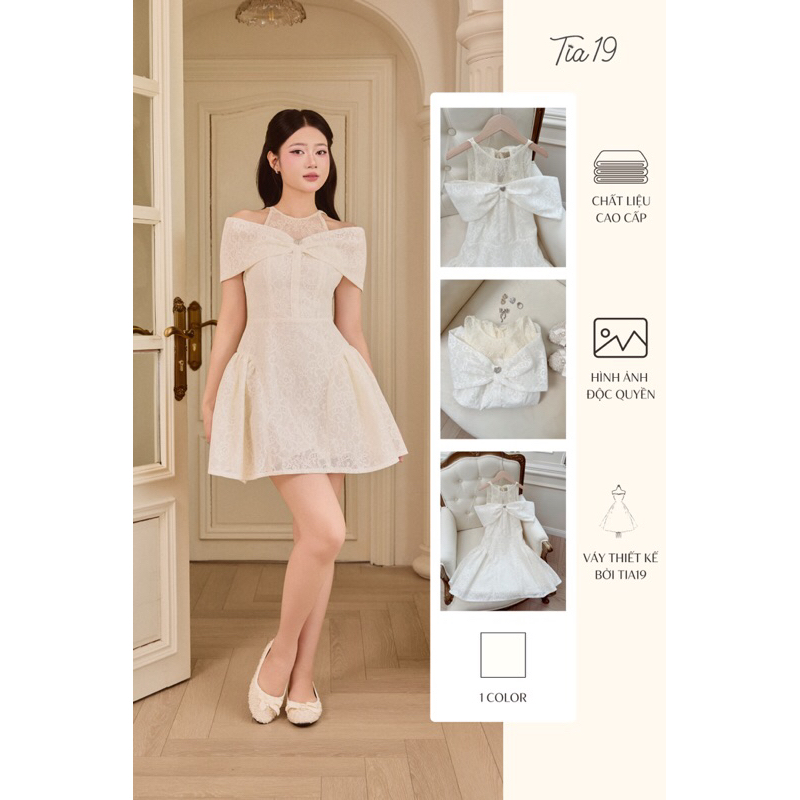 TIA19 Hilary Dress V19. เดรสคอปกโบว์