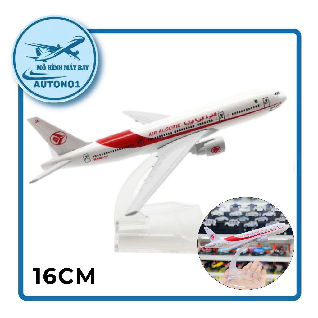โมเดลเครื่องบินแสดงพร้อมฐานโลหะผสมแบบถอดได้ ขนาด 16ซม. B Ageria Air Algeri B777 MB16059