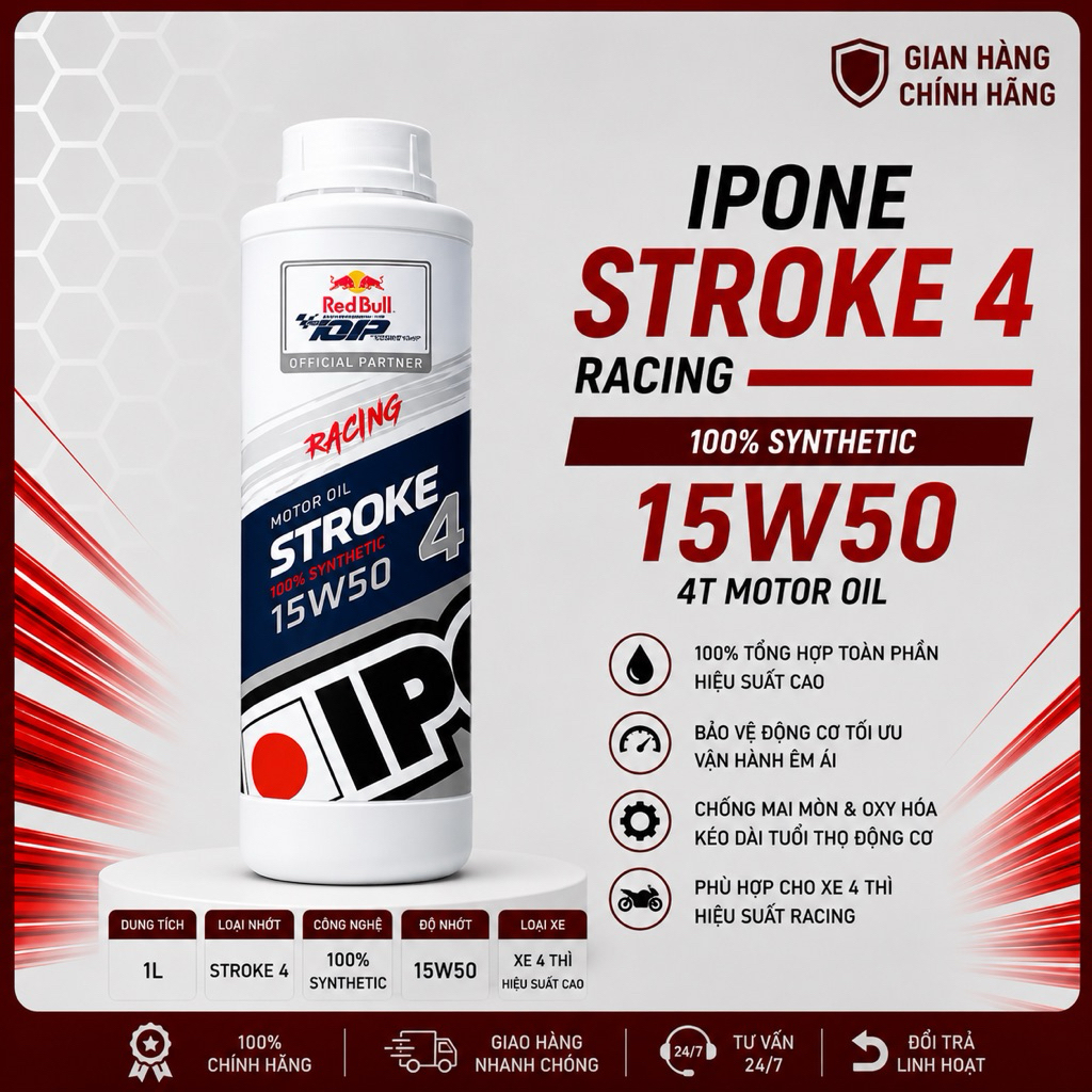 สังเคราะห์ 100% การนําเข้าใน FRANCE สําหรับ IPONE STROKE 4 RACING 15W50