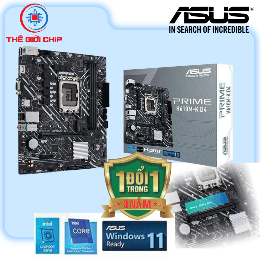 เมนบอร์ด Asus Prime H610M-K D4 mATX / LGA 1700 / DDR4 | 36 เดือนโดยซัพพลายเออร์