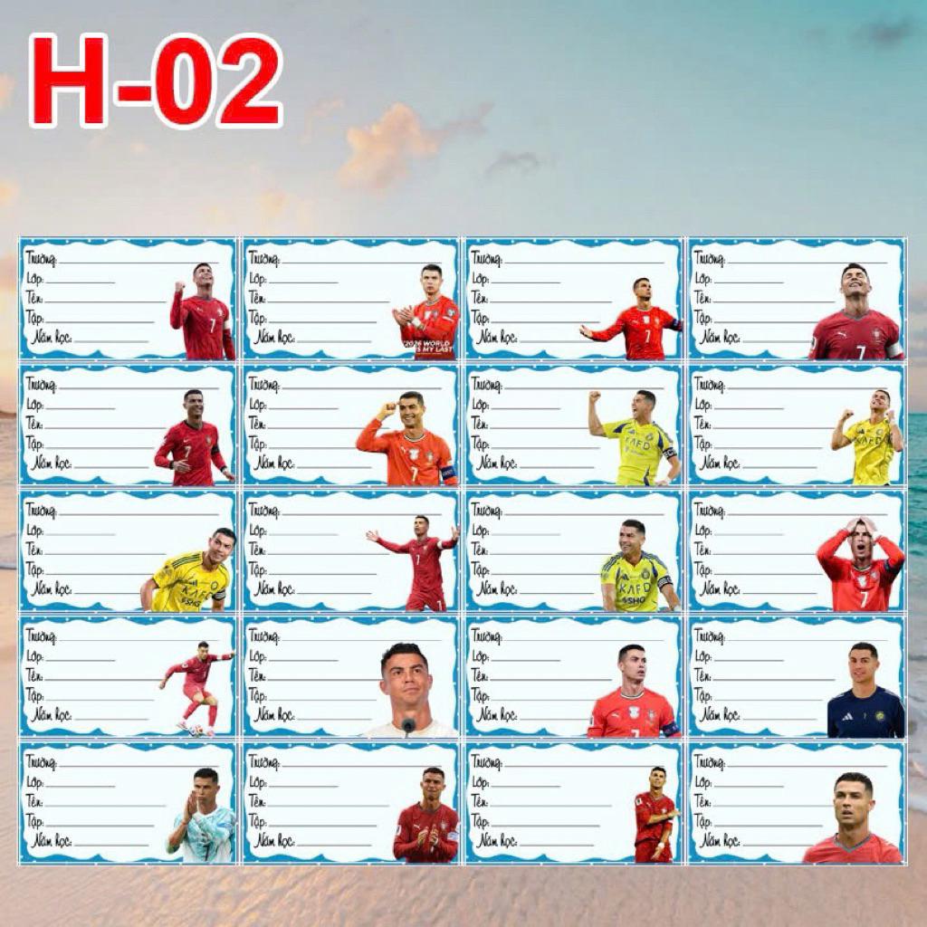 ป้ายสมุด CR7 Ronaldo 100 ชิ้น / สติ๊กเกอร์ Ronaldo CR7