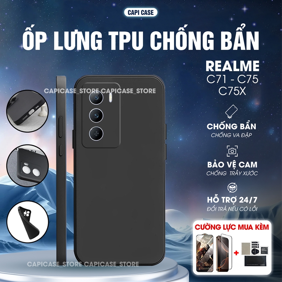Realme C71 / C75 / C75X เคสกันกระแทก TPU ขอบสี่เหลี่ยม เคสยืดหยุ่นใสกันกระแทก 4 ด้าน ป้องกันกล้อง | 