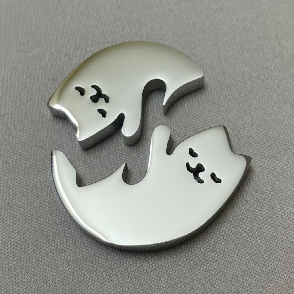 Yin Yang Cat Matcha Powder Shake Bead แมวน่ารักกอดรูปร่าง (ชุด 2 ชิ้น) - อุปกรณ์เสริมตะแกรงสแตนเลส, 
