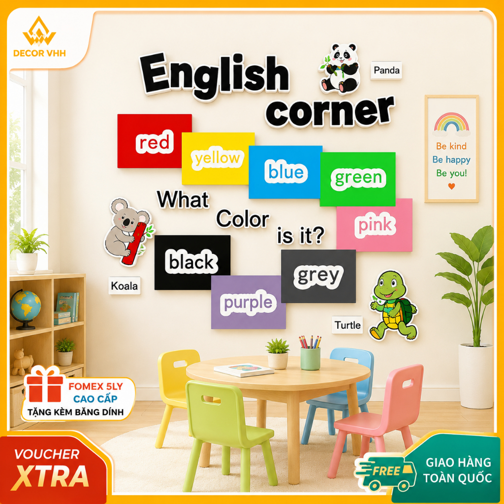 Fomex ภาพวาดภาษาอังกฤษมุมอนุบาลภาษาอังกฤษห้องเรียน Creative Ring Classroom Wall ตกแต่งฟรีเทปกาว - F4
