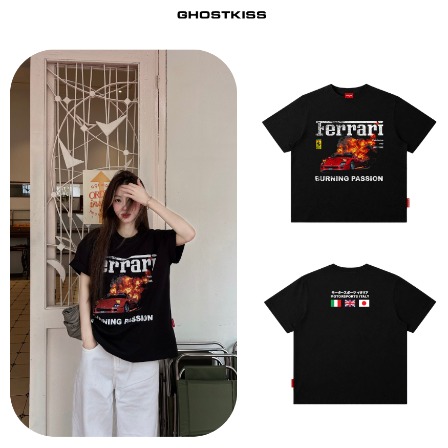 เสื้อยืด Form Boxy "Ferrari F40" Cotton 100% - แบรนด์ท้องถิ่น Ghost Kiss Atelier Unisex