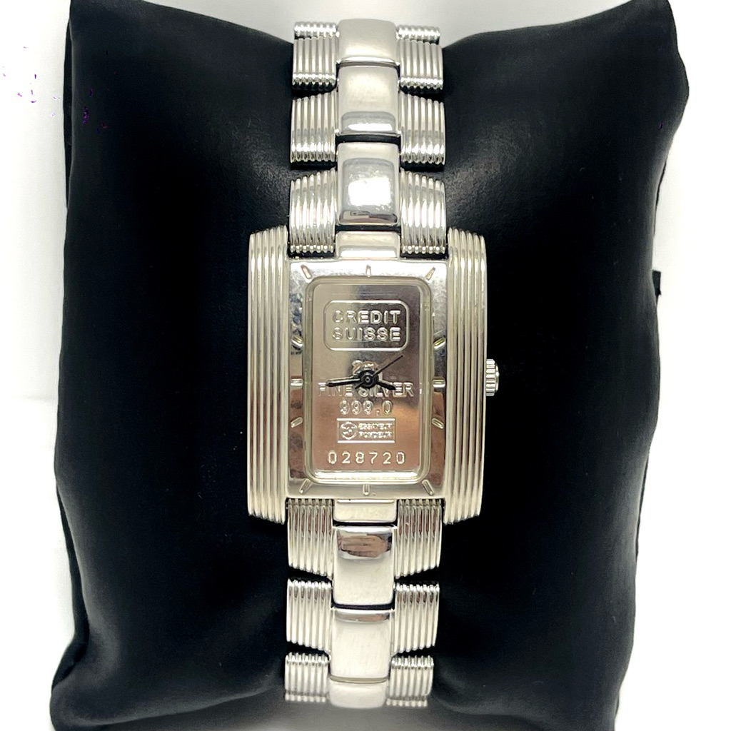 DORIS BLASER Mens/Women Tank Watch Cast Silver Dial 999.9 5g - ญี่ปุ่น ของแท้ [2HAND]