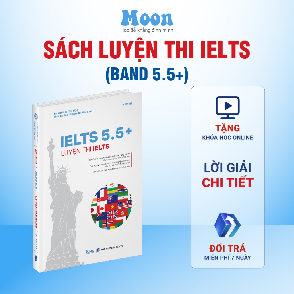 [ SV ] หนังสือ IELTS 5.5+ เตรียมสอบ Ielts 4 ทักษะสําหรับผู้เริ่มต้น Moonbook