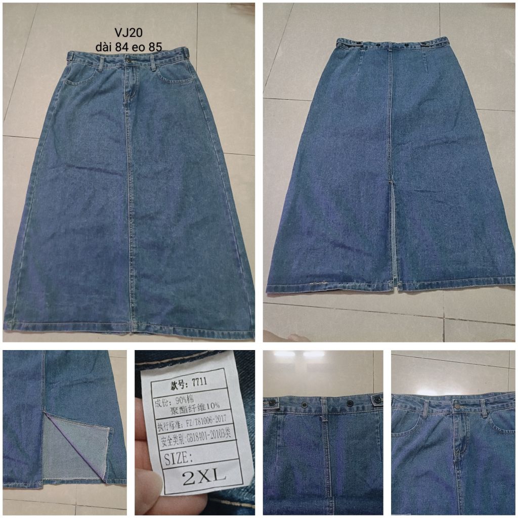 [CODE VJ20] Selected Long Jean Skirt - กระโปรงยีนส์ A-Line สุดปังแยกหลัง - Size 2XL (ยาว 84, เอว 85)
