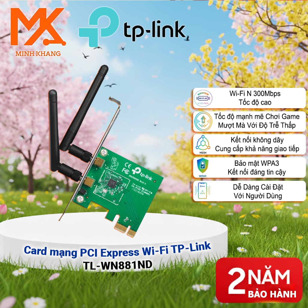 [TP-Link] TL-WN881ND 300Mbps N300 PCIe การ์ดเครือข่าย WiFi สําหรับพีซีเดสก์ท็อป