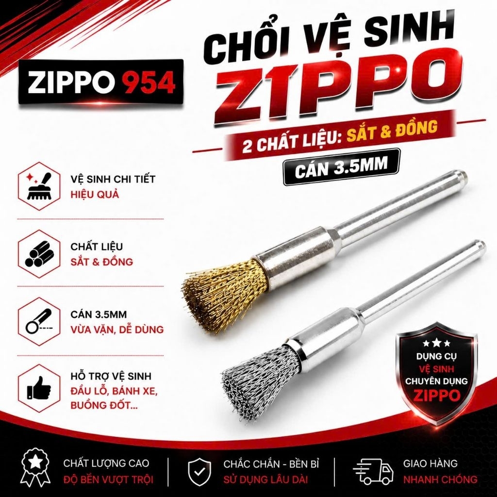 [Zippo 954] แปรงทําความสะอาดห้องเผาไหม้ Zippo