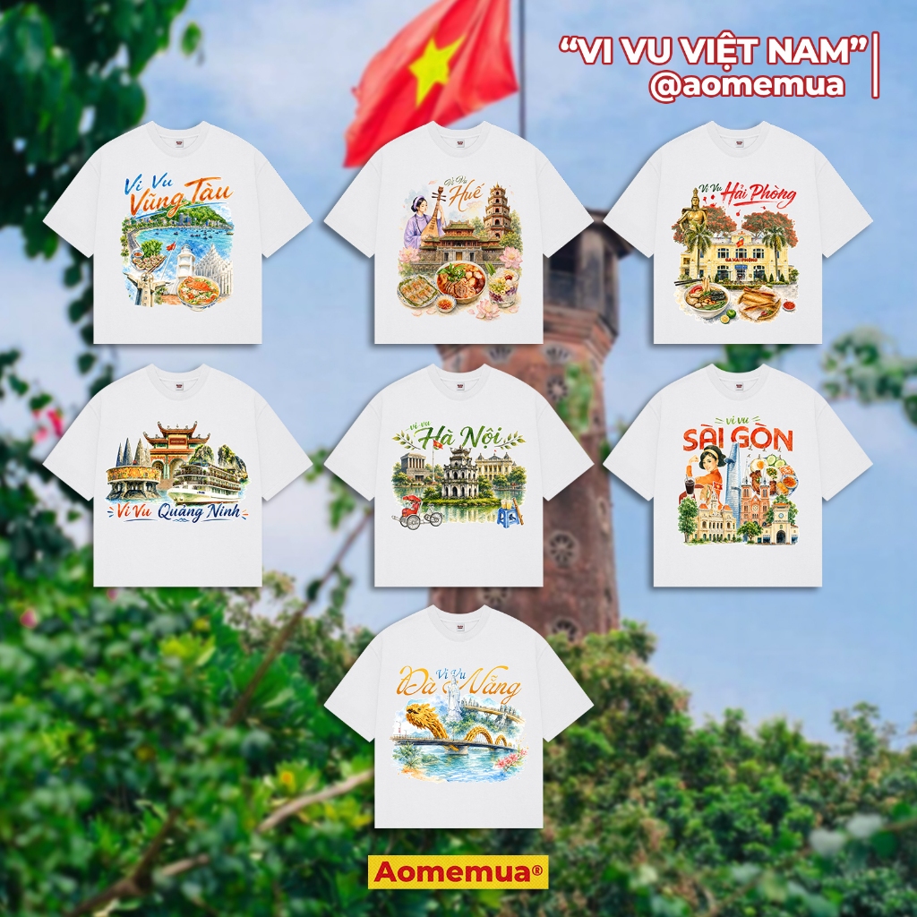 เสื้อยืดผ้าฝ้าย 100% Boxy สําหรับผู้ชายและผู้หญิง "Vi Vu Vie Vie Vie Vietnam" โดยเสื้อยืด Mom Mua