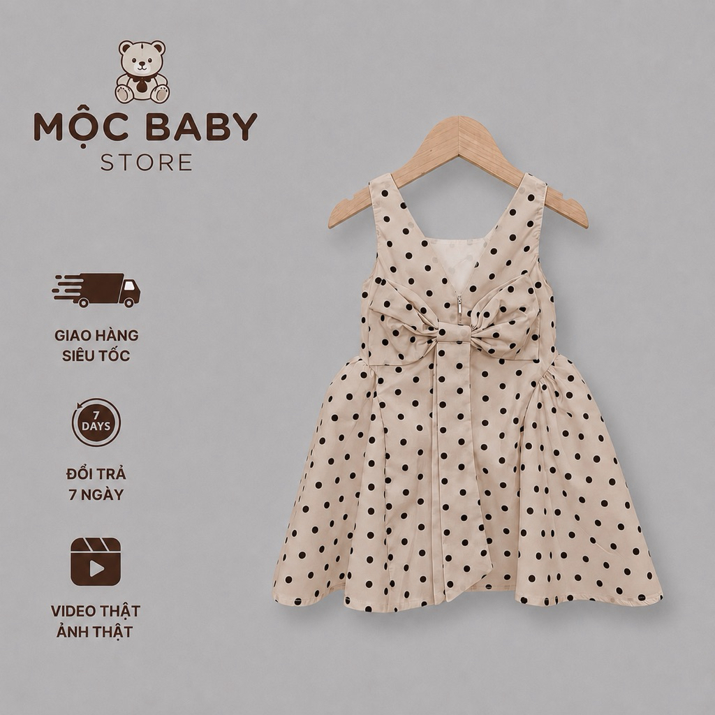 MOC BABY STORE -V33 PRINCESS DRESS UNDERGROUND PORK DRESS FOR GIRLS, SOFT MANGO SILK WITH LINING 12-