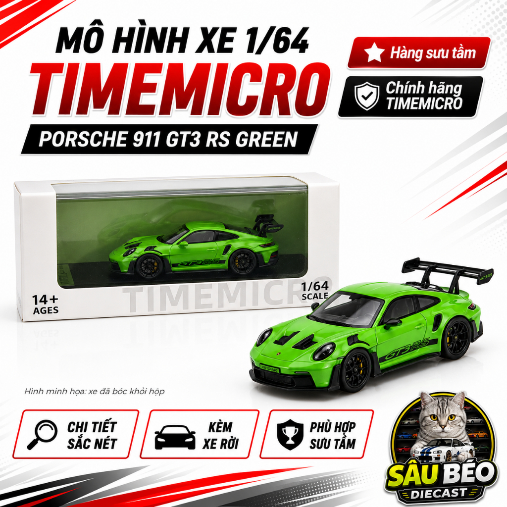 TimeMicro 1/64 Porsche 911 GT3 RS รถรุ่น