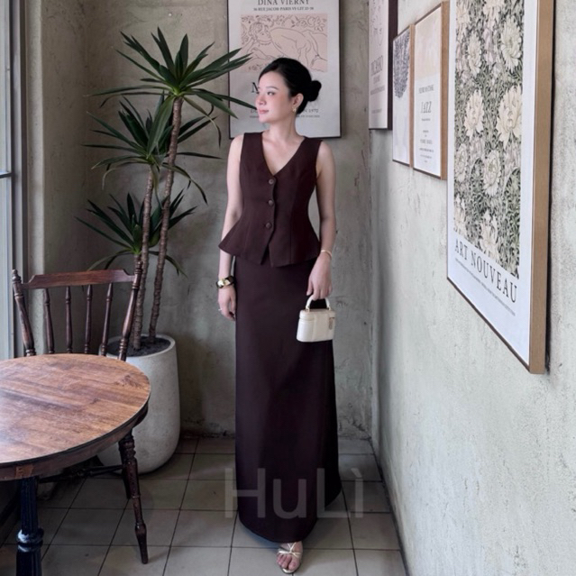 Helia Set - ELEGANT LONG WAIST BLOUSE และชุดกระโปรง | HuXin