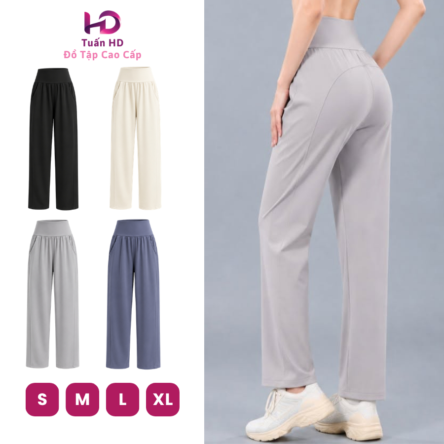 [J2519] Tuan HD กางเกงจ็อกเกอร์ผู้หญิงคุณภาพสูง Poly 4-Way Stretch เอวสูงทรงหลวมกีฬาสบาย