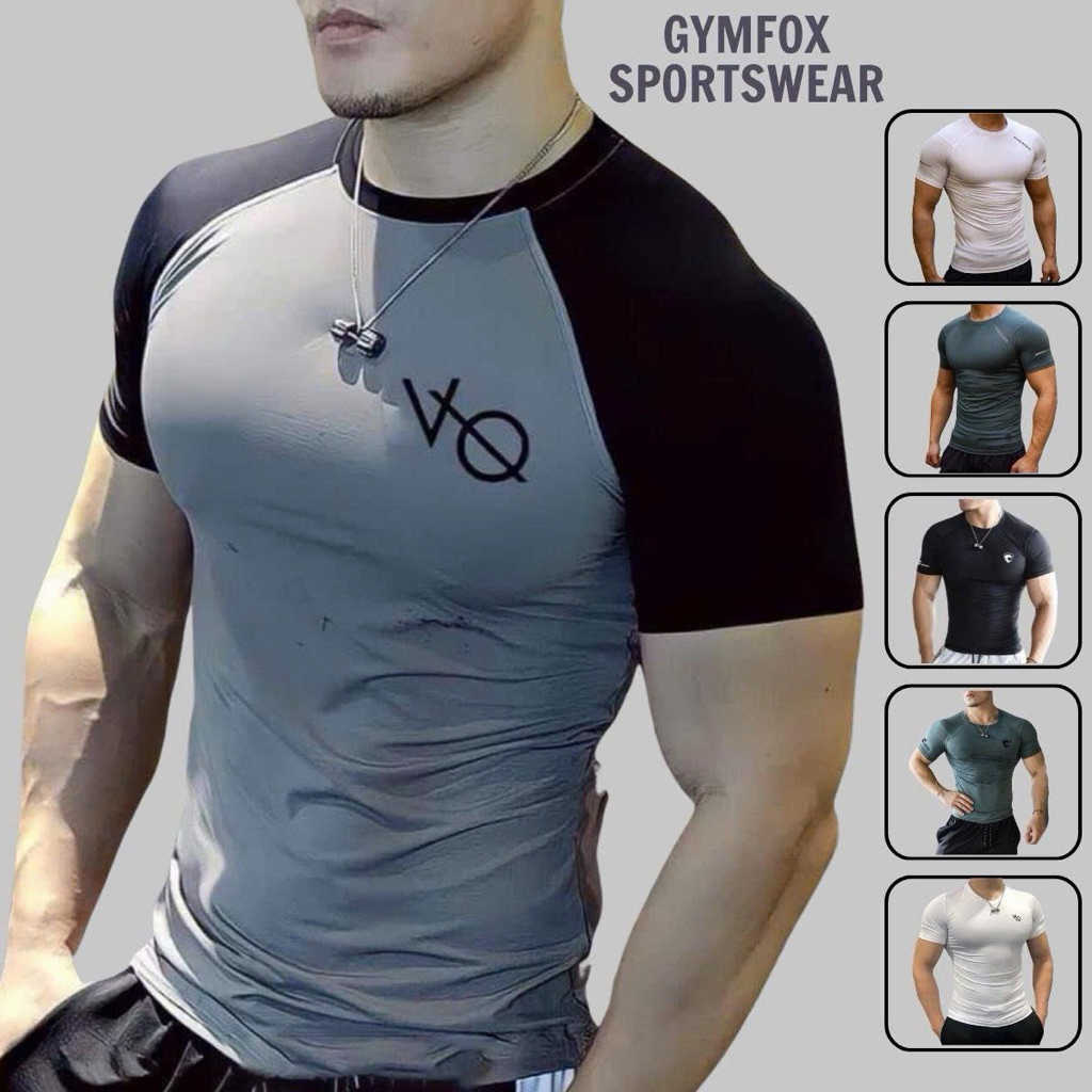 เสื้อยืดยิมผู้ชาย บอดี้คอน ฟอร์มผ้ากีฬายืดหยุ่นเย็น
