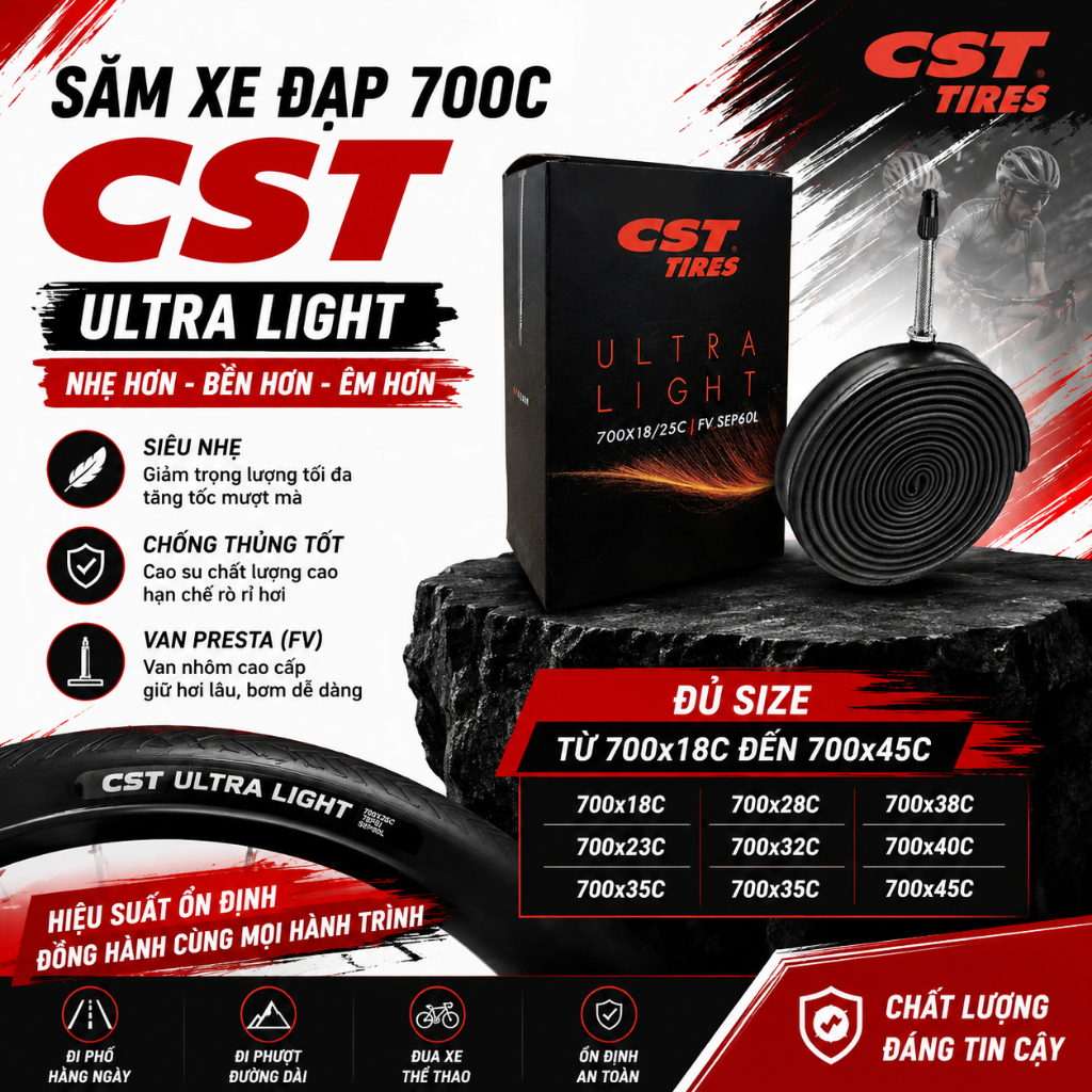 ท่อจักรยาน 700C CST - ของแท้ - ทุกขนาดจาก 700x18C ถึง 700x43C