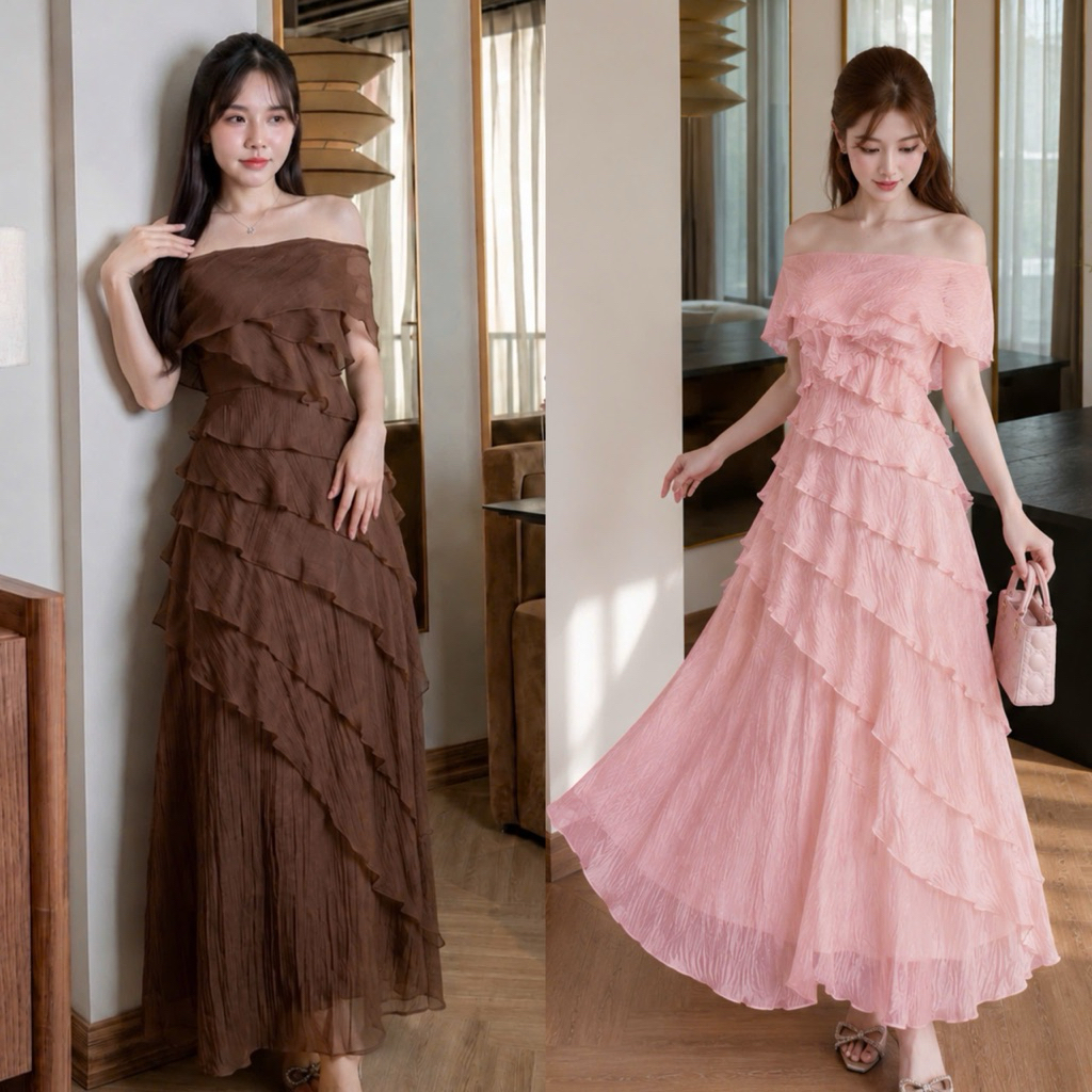 [BIG SIZE FAT CAT] LONG ROLLED SILK CUP DESIGNED DRESS, BIGSIZE FORM 60-110KG DD051