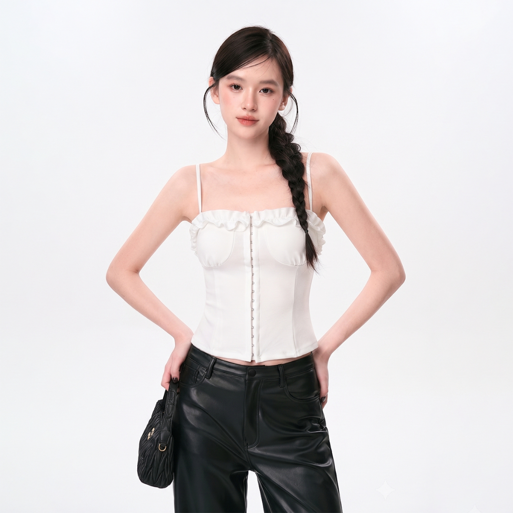 DaaLaa Store เสื้อรัดตัว 2 ชิ้นพร้อมชายนัวเนียบุคลิกภาพ A51557