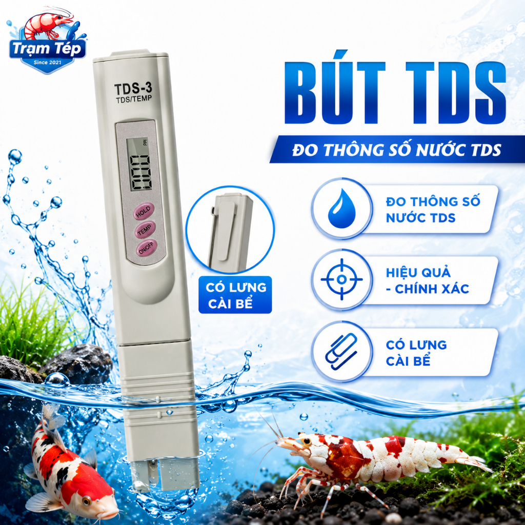 เครื่องวัดอุณหภูมิ Aqua TDS/Temp ของ Lucas – การวัดที่แม่นยําของ TDS 0-9999ppm & aquarium/อุณหภูมิน้ํา