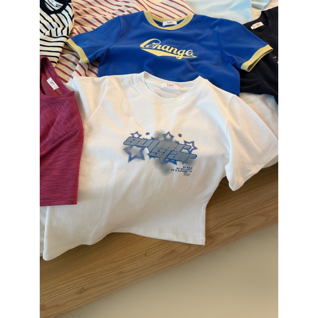 LENCLOTHING A1942-00 เสื้อยืดผู้หญิง - เสื้อยืดแขนสั้น Supper Star