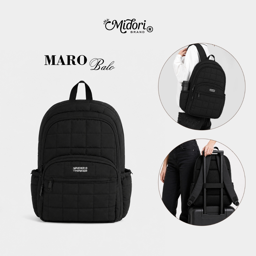 MARO Taslan Puffer Backpack for School Work & Travel Multi-Compartment Laptop Bag | M STUDIO