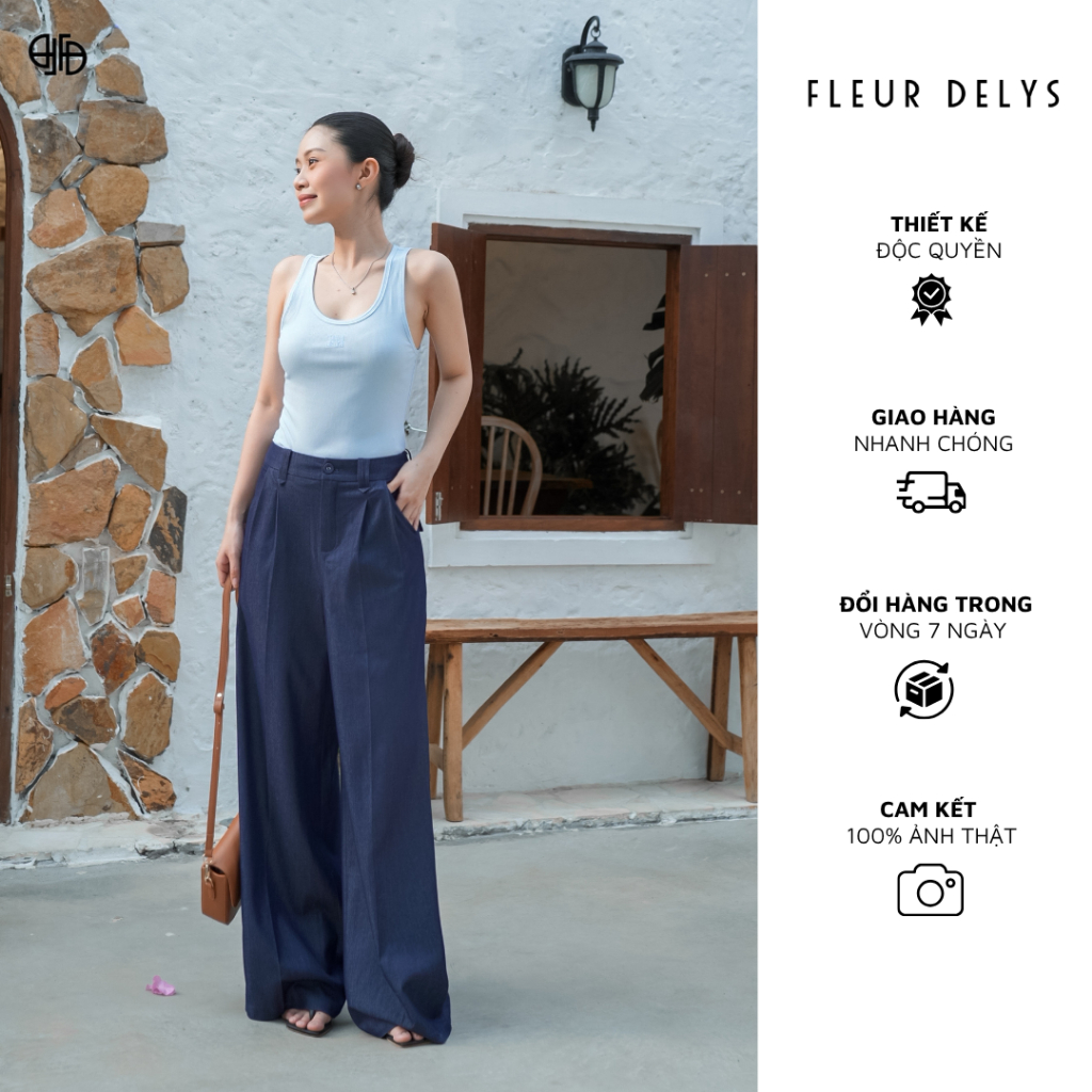 Fleurdelys กางเกงยีนส์ผ้าไหมผู้หญิงสีน้ําเงินหรูหรา Easy-to-Coordinate DL26XQA231