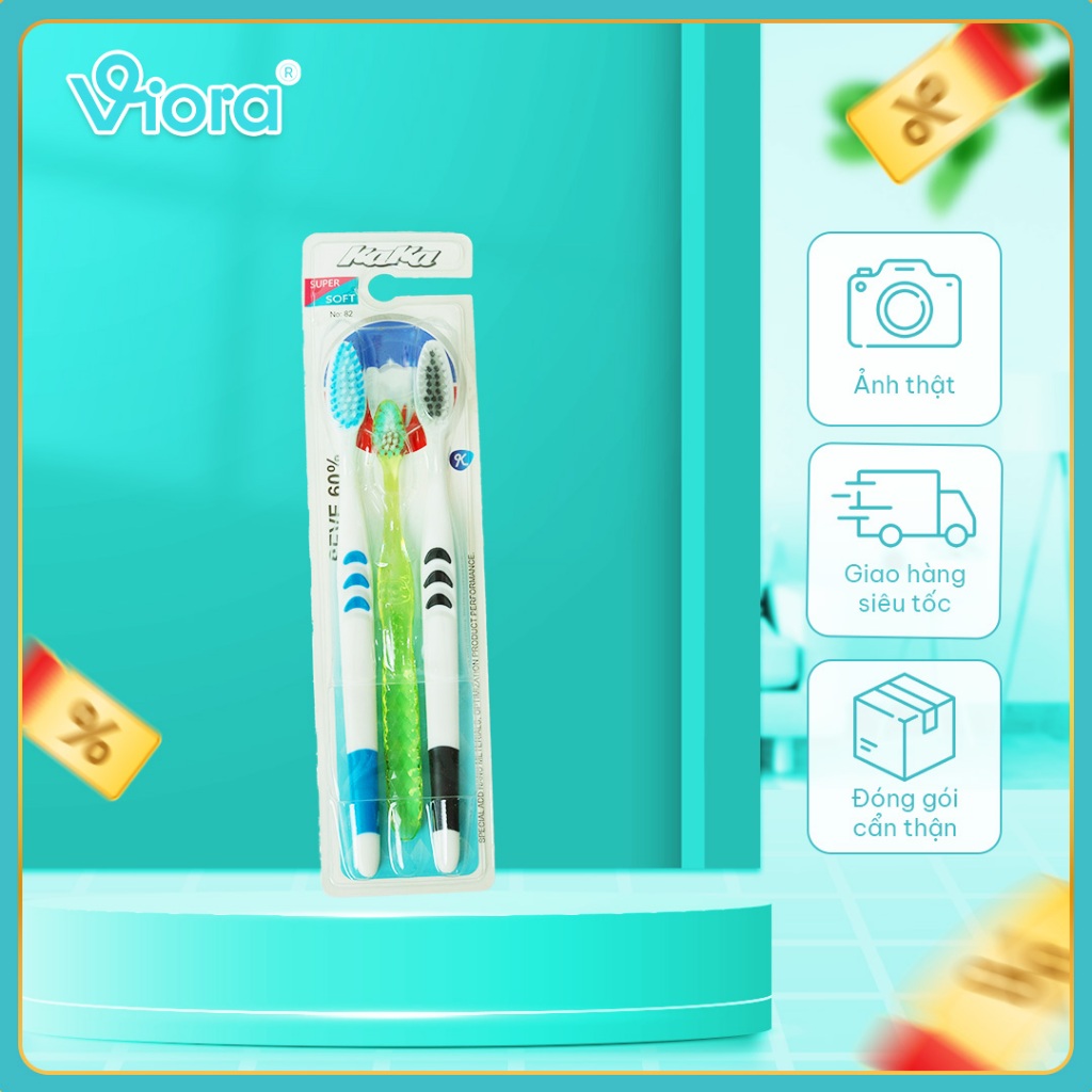 KAKA Family N82 Brush ComBo 2 ชิ้นสําหรับผู้ใหญ่ + 1 ชิ้นสําหรับเด็กคุณภาพสูง สะดวก - VIORA SHOP