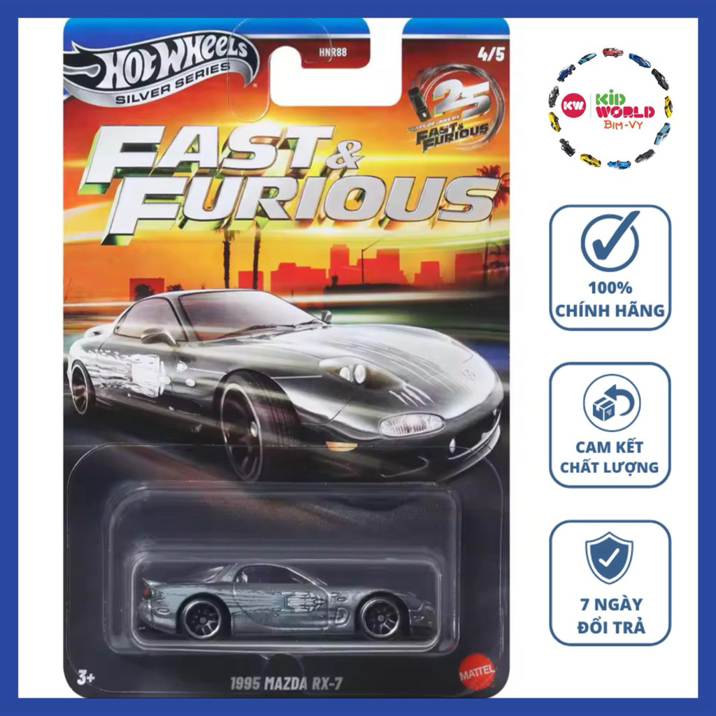Hot Wheels Silver Series Fast & Furious 1995 Mazda RX-7 JKX23 รถโมเดล