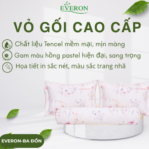 ปลอกหมอน 45x65 ซม.และปลอกหมอน 80x100 ซม.Everon EPT25017 แอปริคอทนุ่ม - คุณภาพสูง Tencel นุ่ม เย็นสบา