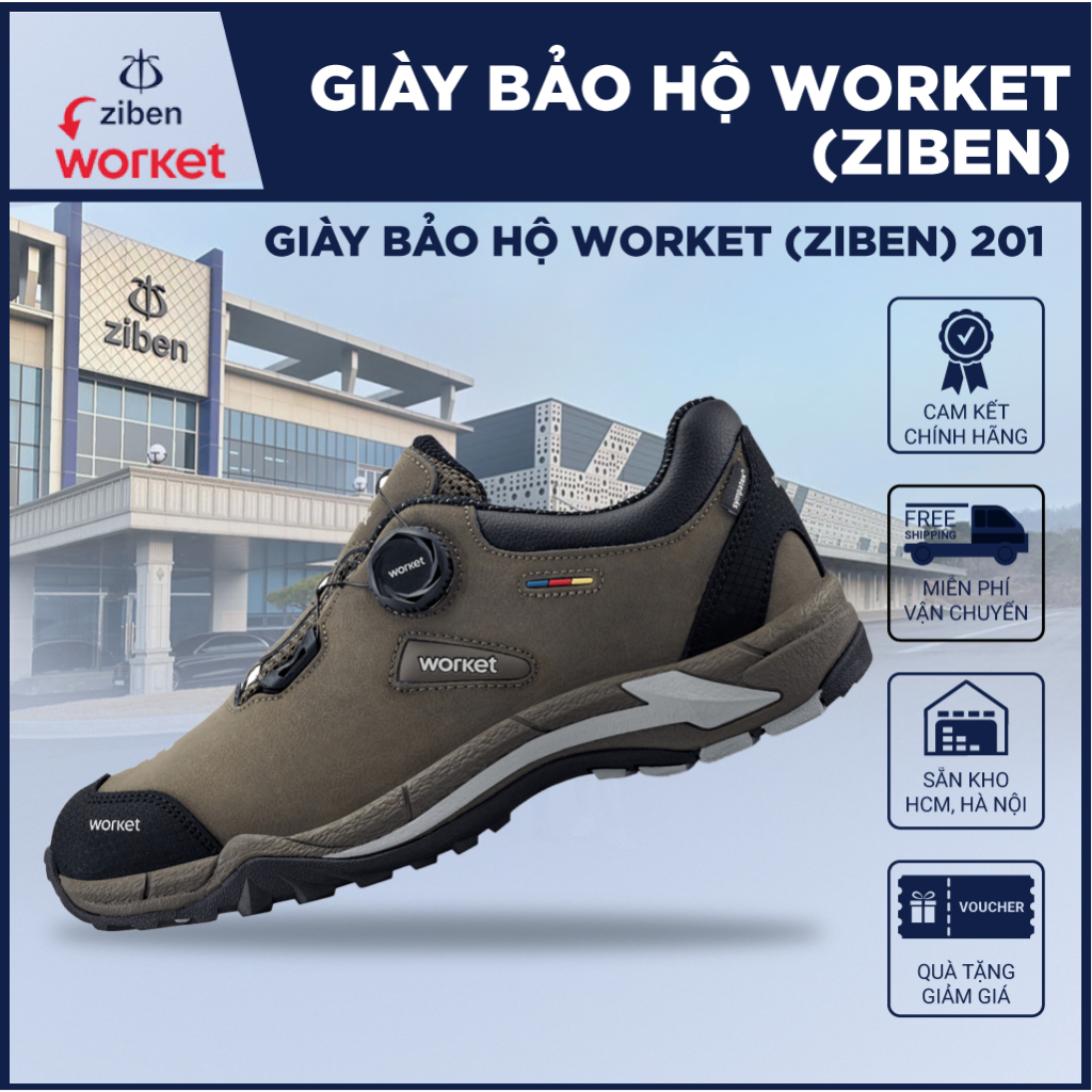 [GENUINE] รองเท้าเซฟตี้เกาหลี Worket (Ziben) 201 กันน้ํา กันลื่น หัวเข็มขัดบิดสะดวก