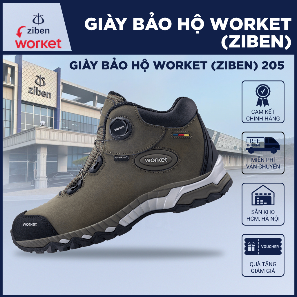[GENUINE] รองเท้าเซฟตี้เกาหลี Worket (Ziben) 205 กันน้ํา กันลื่น หัวเข็มขัดบิดสะดวก