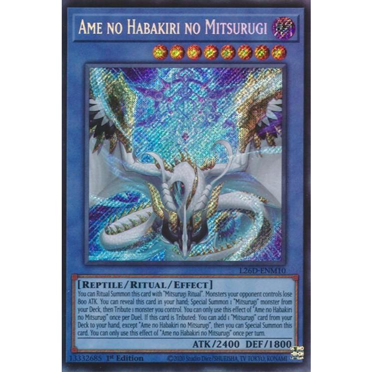 [ การ์ด Yugioh ของแท้ ] L26D-ENm10 Ame no Habakiri no Mitsurugi (Secret Rare) - เด็คโมเดิร์นในตํานาน