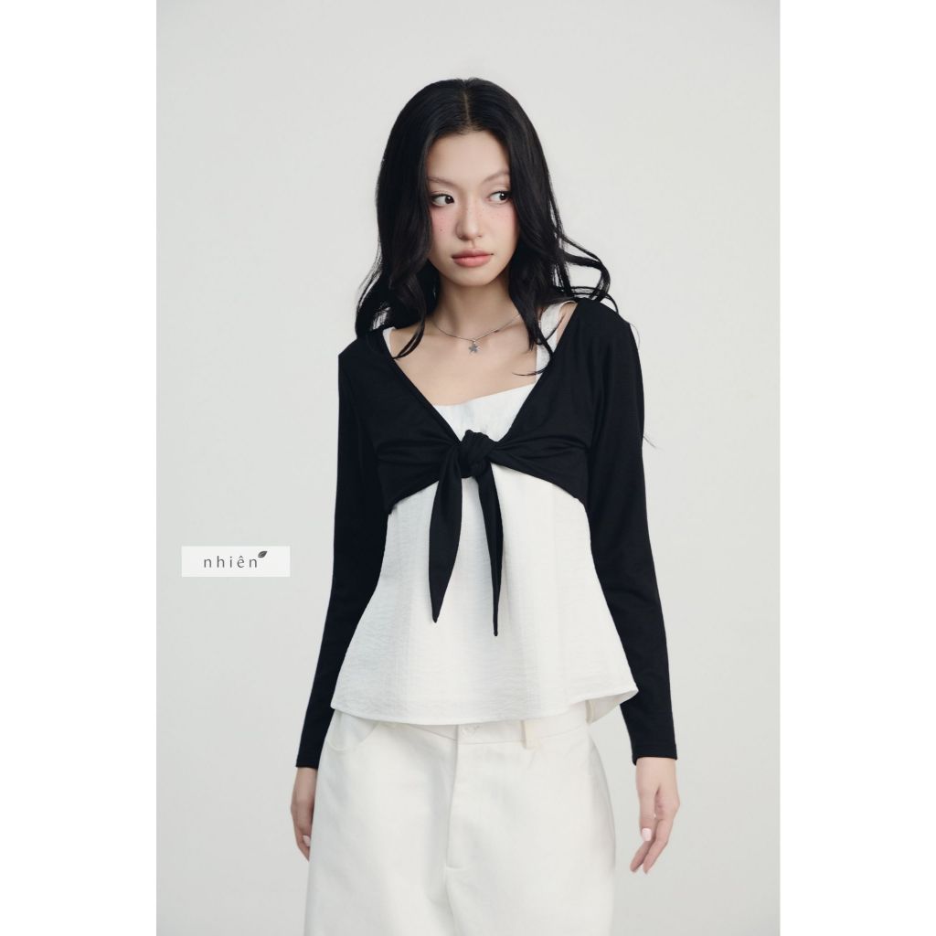 Ivy Set - เซตเสื้อ 2 ชิ้น พร้อมแจ็คเก็ตผูกโบว์แขนยาว nhien.official NSB00012