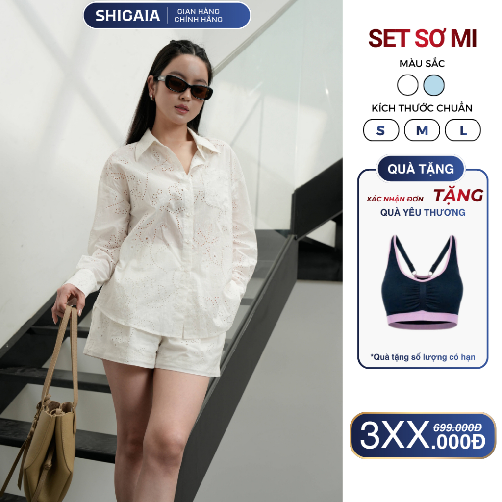 [WBK033] เสื้อเชิ้ตผู้หญิงพร้อมกางเกงขาสั้นผ้าฝ้าย PATTERN และ COOL