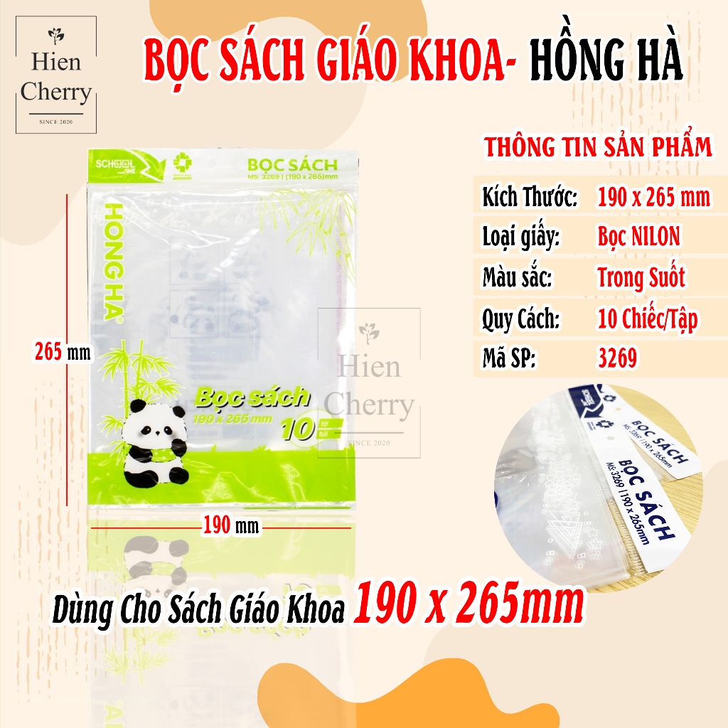 เล่ม 10 ปกหนังสือไนลอน Hong Ha ปกหนังสือเรียนโปร่งใส ขนาด 190x265mm - ร้าน Hien Cherry