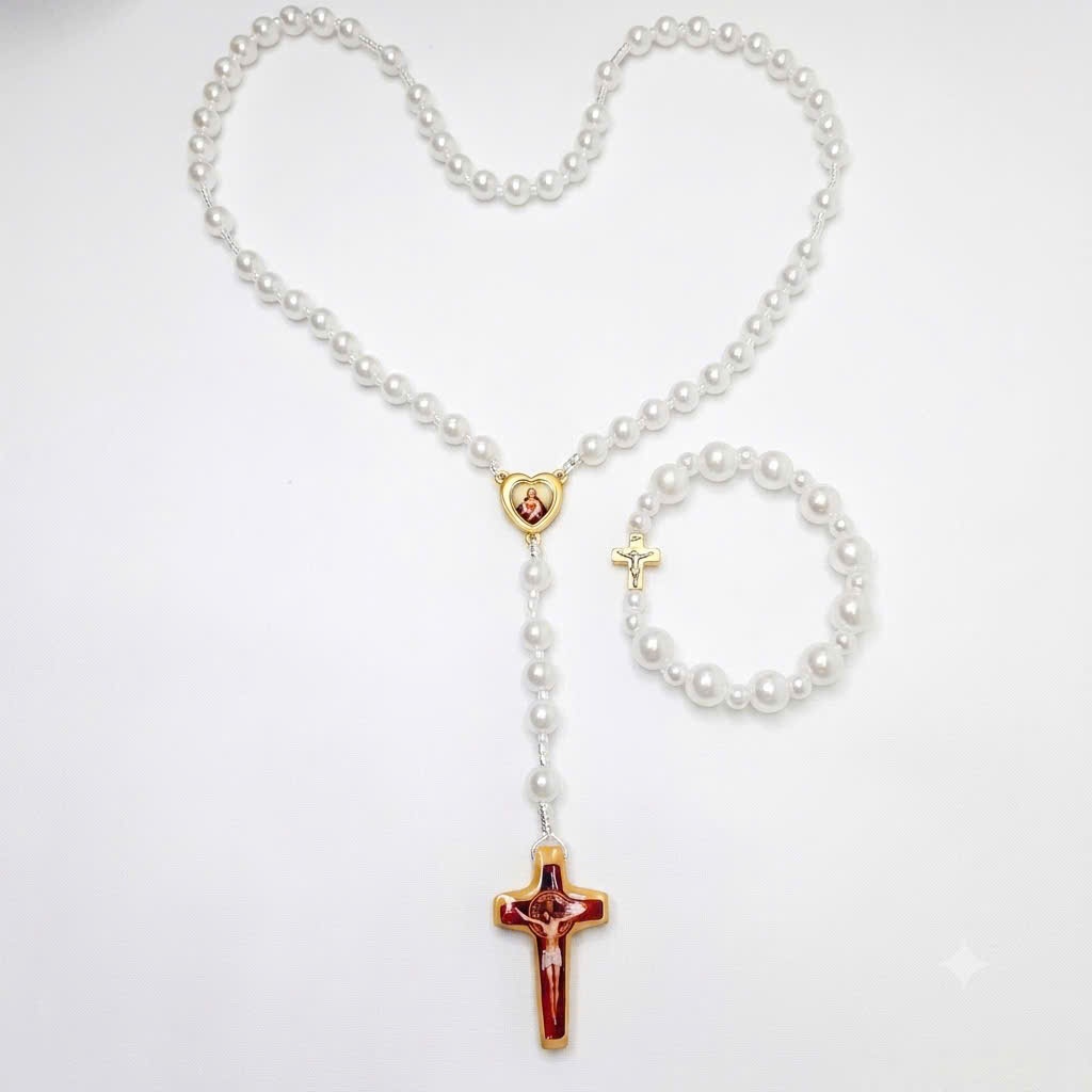 COMBO WHITE BEADS - PEARL BEADS - 10 SUTRAS LANG BEADS