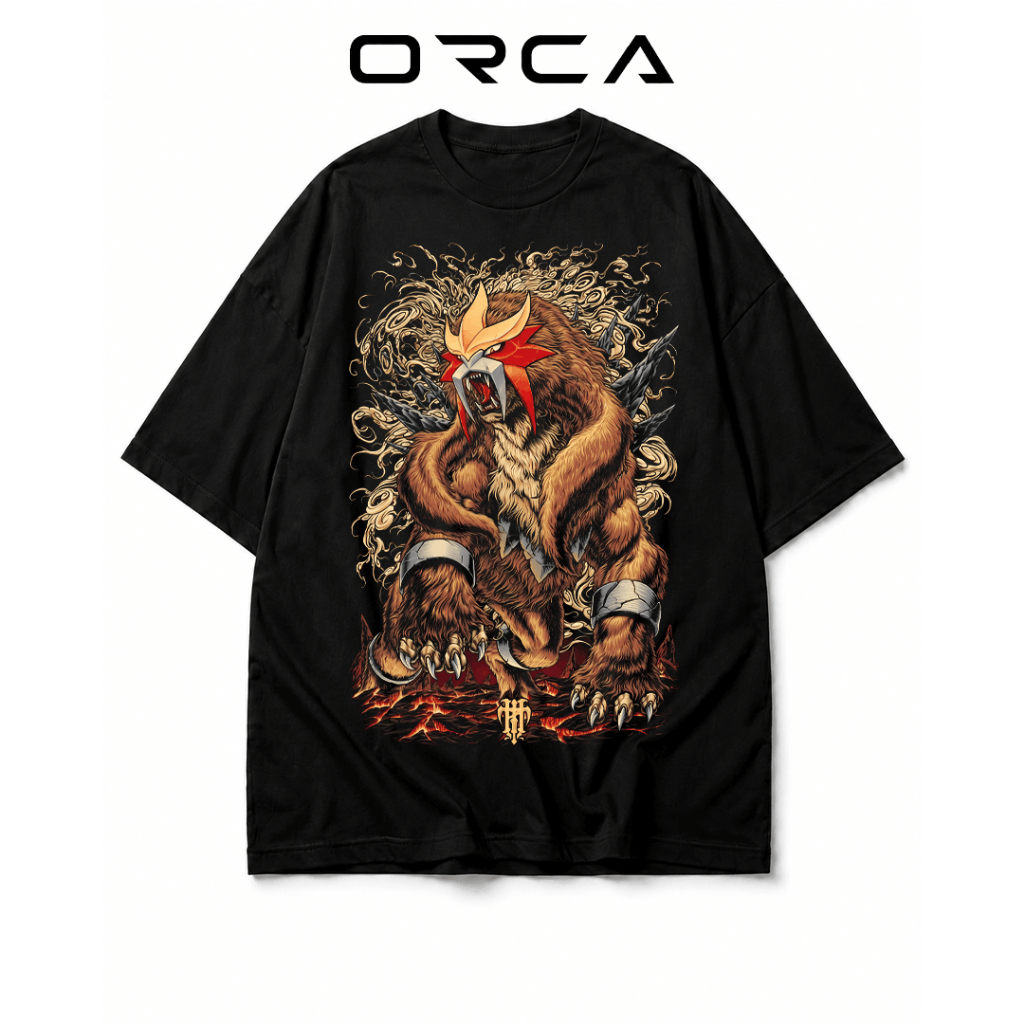 เสื้อยืด Orca พิมพ์ลาย Entei Eruption Pokemon - ผ้าคอตตอนคุณภาพสูง - ORCA1530