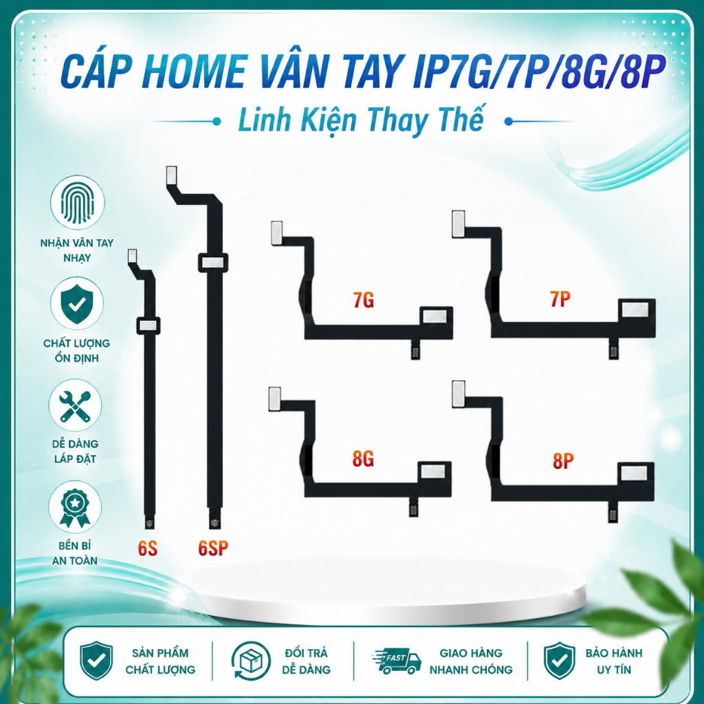 ลายนิ้วมือ Home Cable & ปุ่มบ้านสําหรับ IP 5/5S/6/6P/6S/6SP/7G/7P/8G/8P คุณภาพสูงอะไหล่ทดแทน