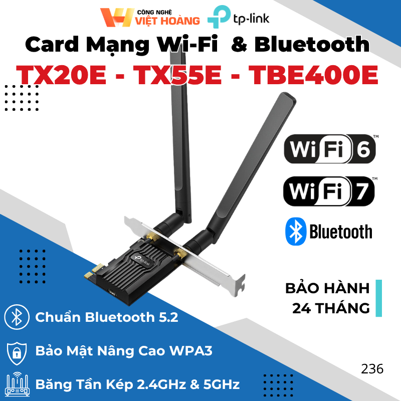 TP-Link CARD PC WiFi 6-7 | TX55E /TX20E /TBE400E แบนด์วิดธ์ที่แข็งแกร่ง บลูทูธ สําหรับพีซี
