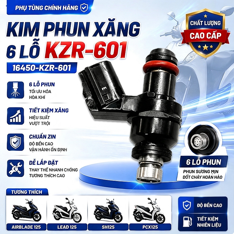หัวฉีดน้ํามันเชื้อเพลิง 6 รู KZR-601 16450-KZR-601 – หัวฉีดน้ํามันเชื้อเพลิง AirBlade 125 ตะกั่ว 125