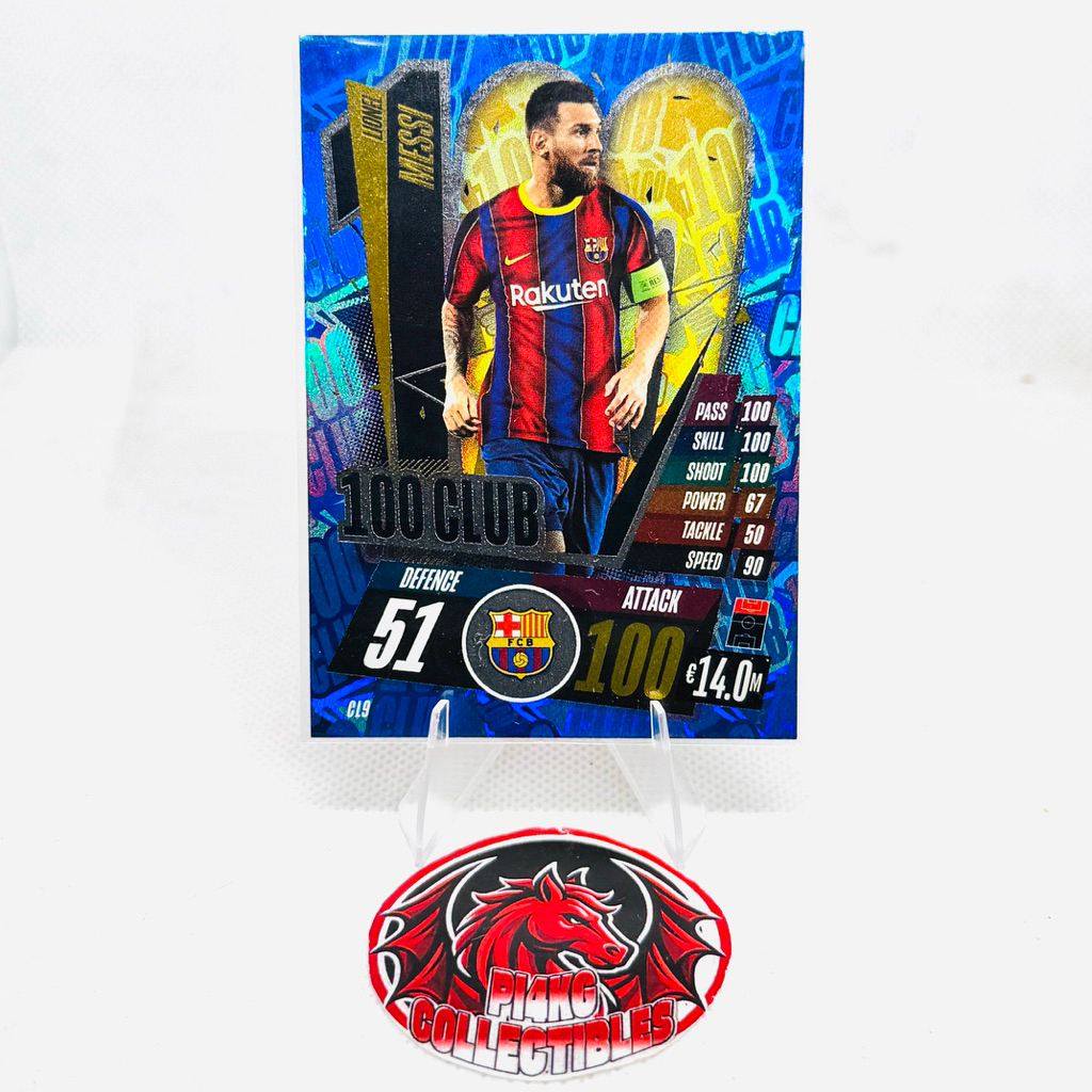 [ULTRA RARE] การ์ดฟุตบอล Messi 100 Club Match Attax 2020/21