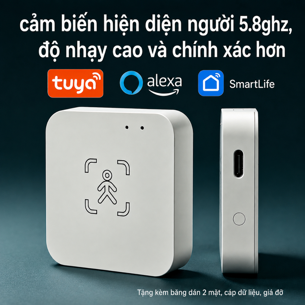 Mmwave 5.8GHz Tuya Smartlife Radar Human Presence Sensor พร้อมเซ็นเซอร์แสง Silent Detection รุ่น Wif