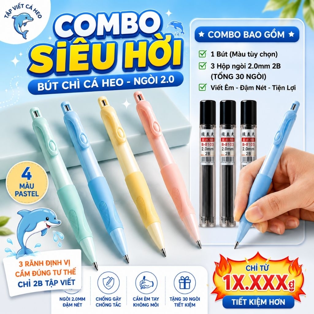 Combo PRESSURE PENCIL - 2B DOLPHIN POSITIONING PENCIL 2.0 mm NIB READY FOR PENCIL + BACKUP NIB