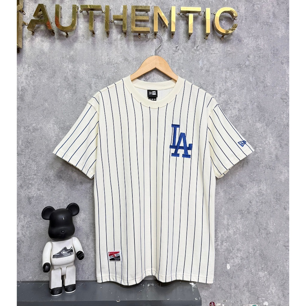 (GENUINE) LA DODGERS WHITE BLUE STRIPED T-SHIRT 1980