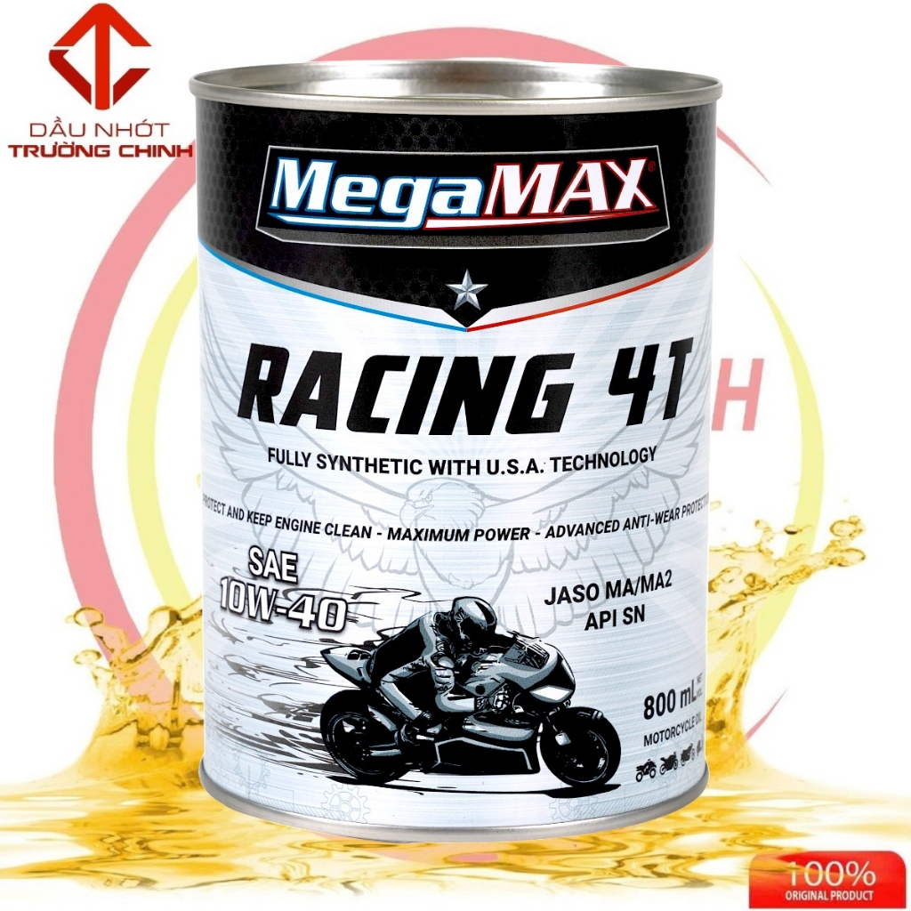 MegaMax Racing 4T 10w40 น้ํามันสังเคราะห์ 100% สําหรับรถมอเตอร์ไซด์และมือคลัตช์