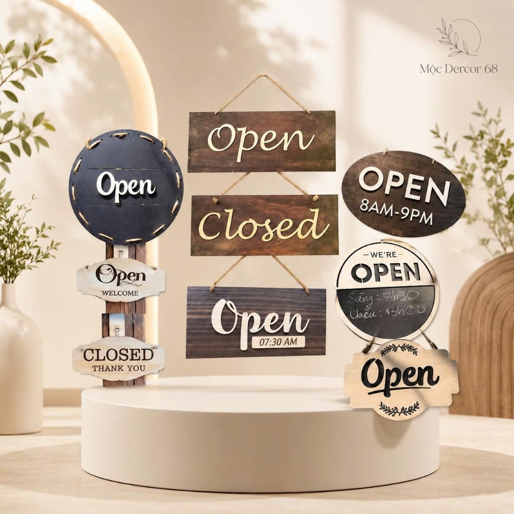 OPEN/CLOSE กระดานแขวนประตูไม้ - ตกแต่งร้าน คาเฟ่ ร้านอาหาร - รุ่นเทรนด์มาแรง - ออกแบบบน Demand